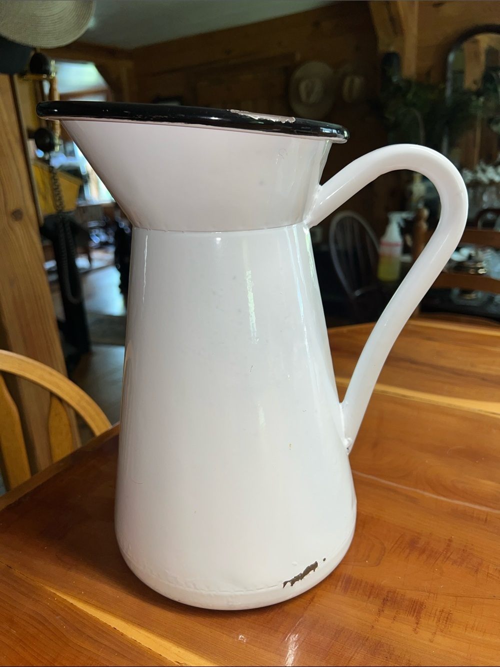 Vintage Inspired Enamelware Pitcher, French Farmhouse Cozy Cottage Decor